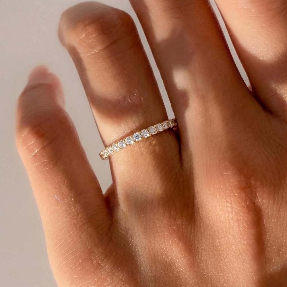 925 Sterling Silver Eternity Band Ring with Cubic Zirconia